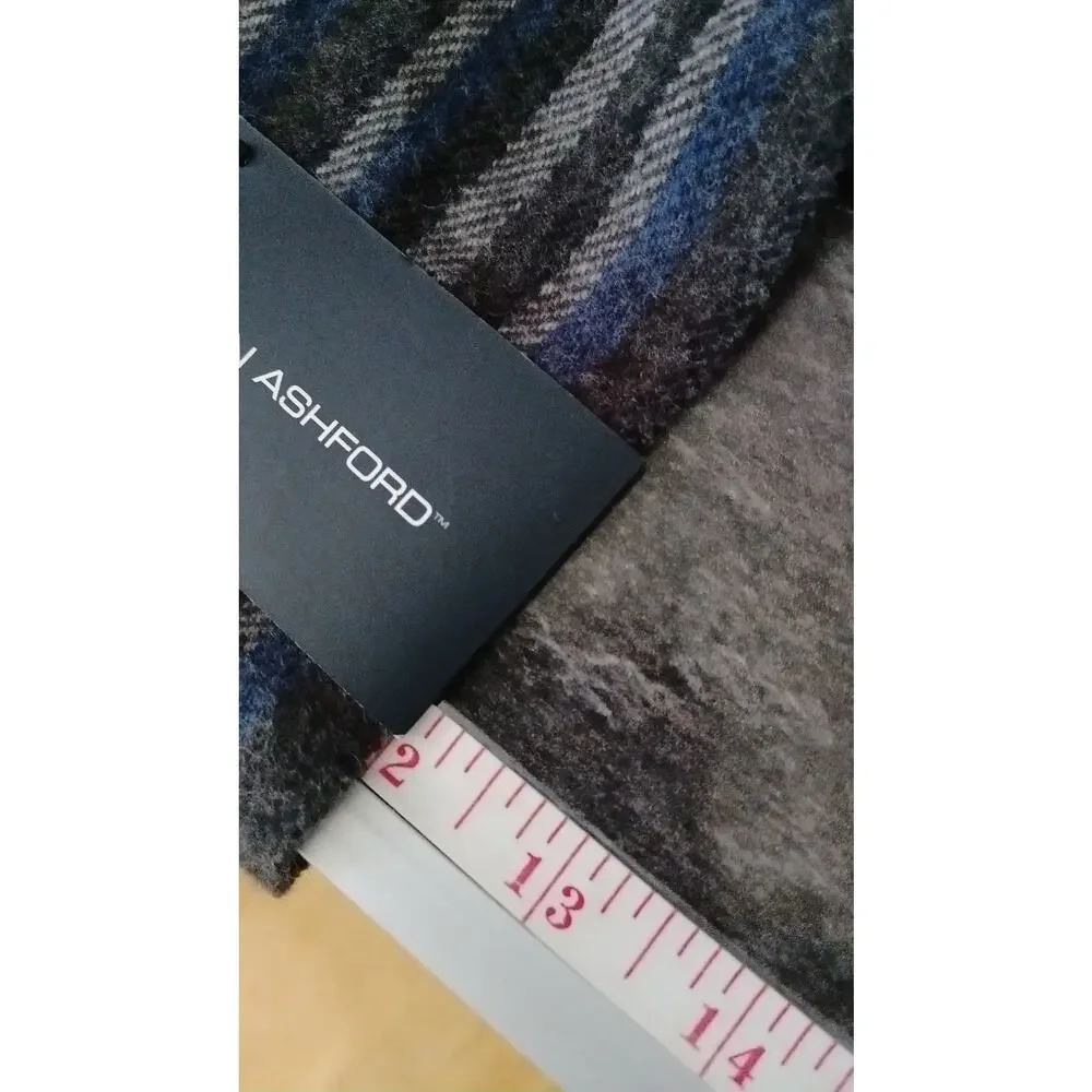 John Ashford Gray Black Striped Fringe Scarf Men’s Winter Muffler 12